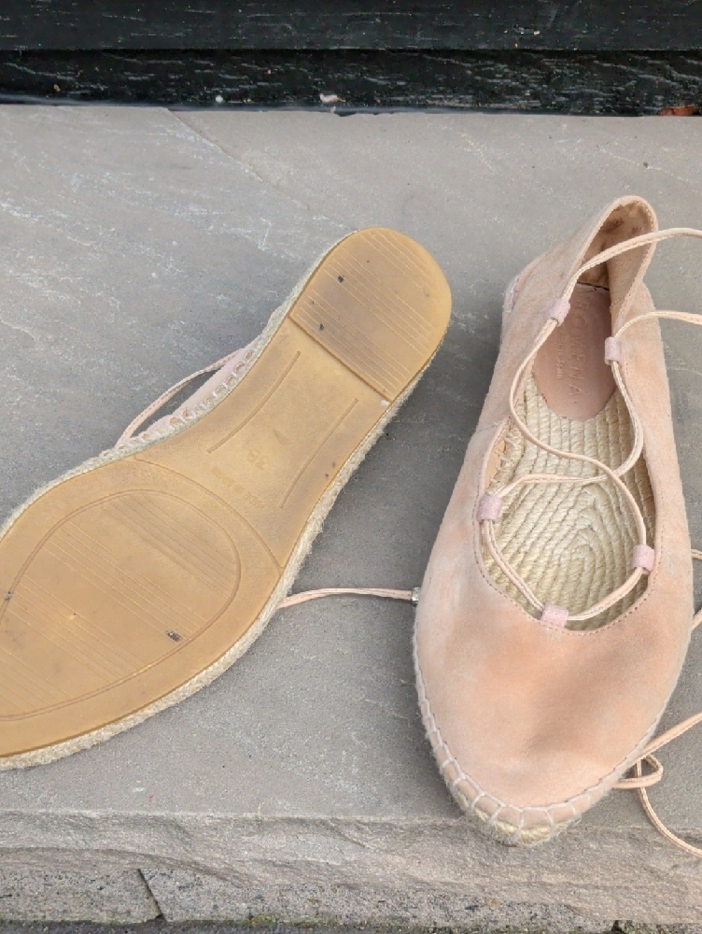 Romena Handmade In Spain Lace Up Women's Suede Espadrille Flats in Blush - Picture 5 of 11